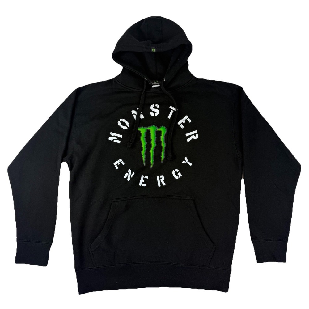 Monster Energy Hoodie Men's Large Black Pocket Y2K‎ Grunge Skater 2000s